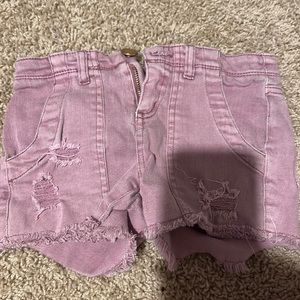 Purple copper key jean shorts